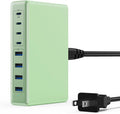 200W USB C Charger Block,GaN IV Charging Station 8 Ports,QC4.0 Fast Charging Station Hub+PD 65W USB C Laptop Charger Adapter Compatible with MacBook Air/Pro,DELL,iPhone 17/16/15,iPad,Steam Deck-Green