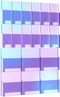 Iridescent Acrylic Wall Mounted Brochure Holder, 6 Magazine Holders and 12 Pamphlet Holders, Color-Shifting Display Rack, Trifold Flyer Rack, Literature Storage Rack for Home, Offices, Waiting Room