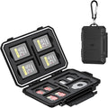 Small 18 Slots Memory Card Case for 8 SD 4 CFA 4 TF and 2 Nano SIM Cards, IP67 Waterproof Anti-Shock Anti-Dust, Compact Size & Portable SD SDHC SDXC CFexpress Type-A Card Holder Organizer Storage Box