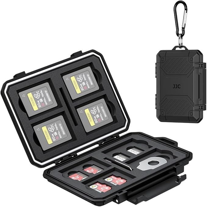 Small 18 Slots Memory Card Case for 8 SD 4 CFA 4 TF and 2 Nano SIM Cards, IP67 Waterproof Anti-Shock Anti-Dust, Compact Size & Portable SD SDHC SDXC CFexpress Type-A Card Holder Organizer Storage Box