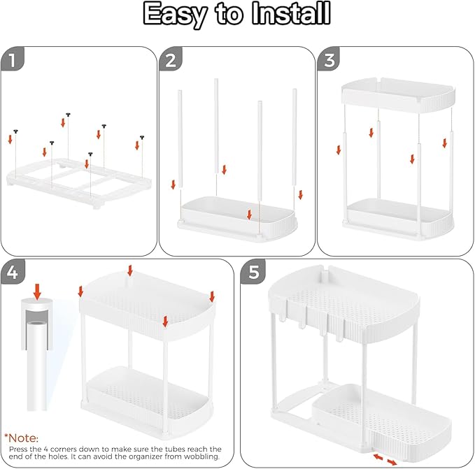 Multi-Purpose Pull-Out Storage Organizers, Under Sink & Cabinet Storage, 12.8 Inch, White (白色)