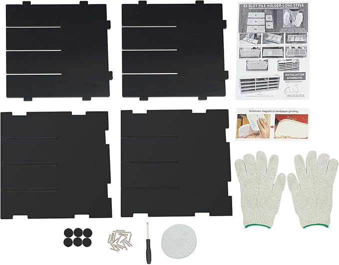 12 Compartments Literature Organizer, Desktop File Sorter Mail Center Paper Storage Cabinet Classroom Mailbox for Files Documents Papers Magazines(White) (Black 12 Slots)