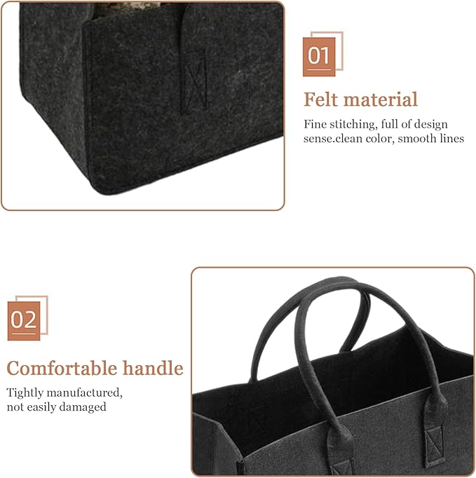 Felt Storage Bins 2Pcs 20x10x10 Inch Large Capacity Felt Basket with Handle Multi-Purpose Bag for Grocery, Shopping Bag