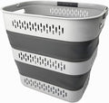 SAMMART 40L (10.5 Gallon) Collapsible Plastic Laundry Basket with Handles - Foldable Pop Up Storage Container/Organizer - Portable Laundry Hamper - Space Saving (1, Grey)