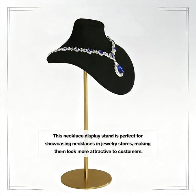 Necklace Display Stand For Selling Velvet Chain Jewelry Bust Holder Organizer With Stainless Steel Stand Jewelry Display