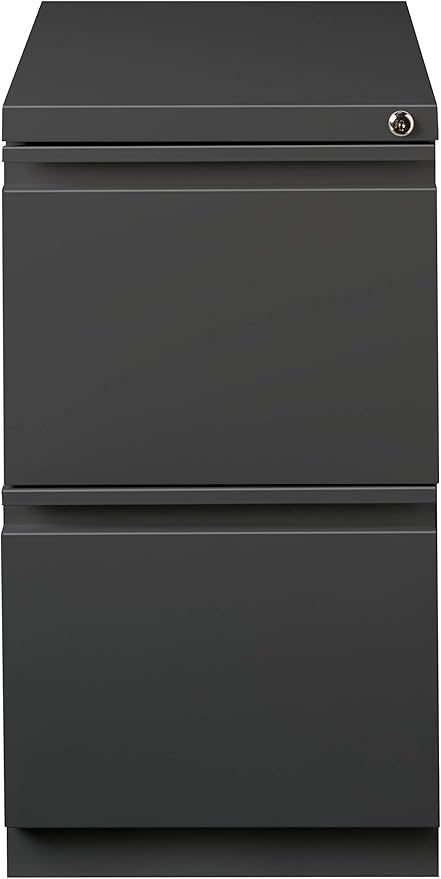 20 Inch Deep Metal Mobile Pedestal File 2 Drawer File-File with Full Width Pull, for Home and Office, Holds Letter Width Hanging Folders, Charcoal