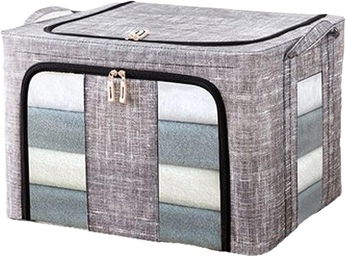 Clothes Organizer | with Clear Window Bag | Large Clothes Storage Bins with Lids - for Bedroom Home Apartment Closet Fabric Bed Sheets Comforter Toys Garment Organization