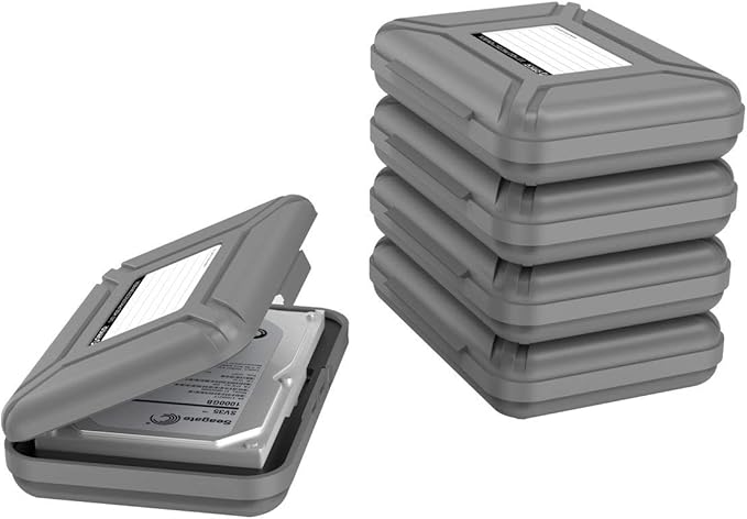 ORICO External Hard Drive Case for 3.5 Inch HDD/SSD 5 Packs Portable Hard Drive Carrying Protective Storage Box Anti-Static and Shockproof -PHX5S