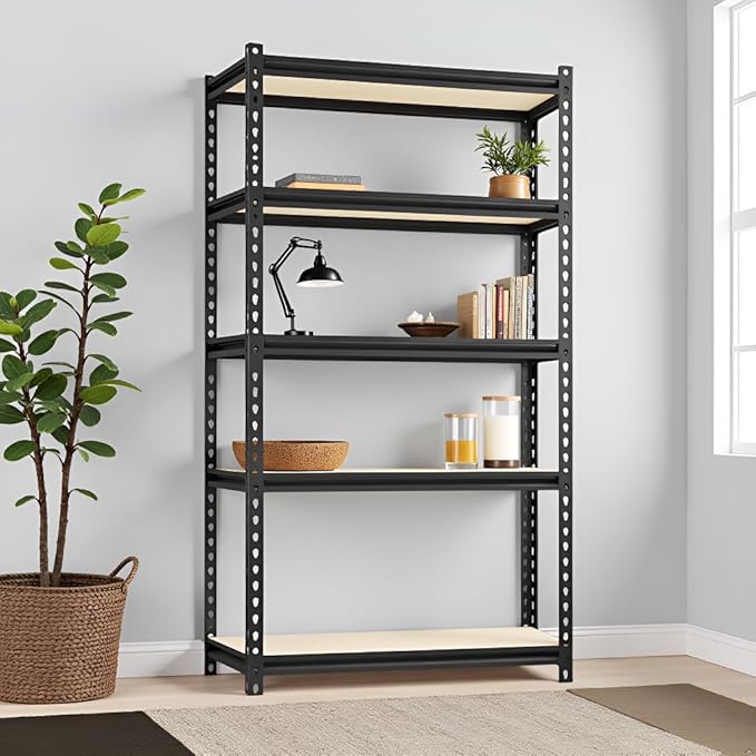 Storage Shelving Unit Heavy Duty Garage Shelves Metal Utility Rack for Kitchen Pantry Basement Pantry Warehouse Laundry Black 72" H x 36" W x 16" D 5-Tier 2000LBS
