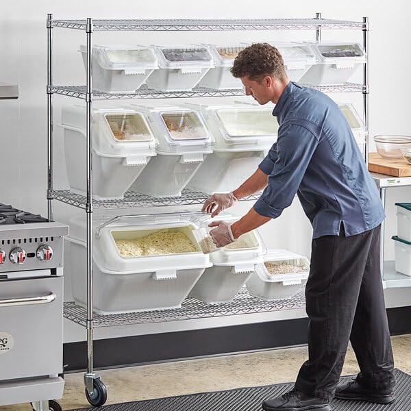 18x60 Inch Chrome Wire Shelving Unit with 12 Storage Bins, 74-Inch Mobile Rack, 600 lb Capacity per Shelf, Includes Measuring Scoops