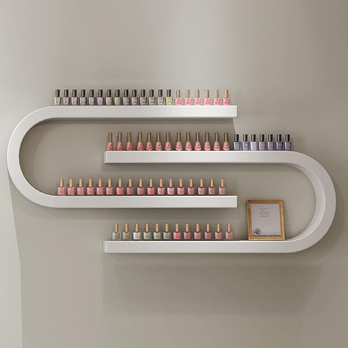 Wall Mounted Shelf Nail Polish Bottle Display Rack, U-Shaped Essential Oil Perfume Storage Rack, Multifunctional Hanging Salon/Beauty/Nail Shop Organizer Perfume Holder