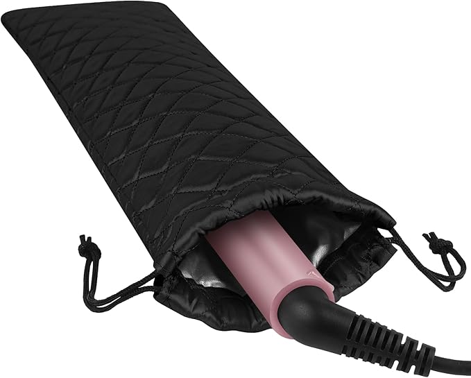 AMIJEAL Heat Resistant Hair Tools Organizer Bag Portable Travel Drawstring Storage Cover Pouch for Hair Straightening Irons, Curling Irons, Flat Irons and Hot Styling Tools(16" x 4.3")