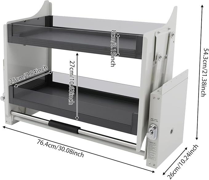 2 Tier Kitchen Cabinet Pull Down Shelf Storage, Pull-down Shelf for Kitchen Upper Cabinets, Upper Cabinet Pull Down Spice Racks for Kitchens, Living Rooms