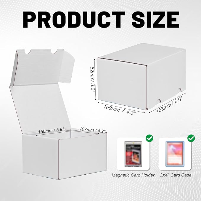 NUMINA Small Trading Card Storage Box 4 Pack, 160 Toploader Card Corrugated Organizer with Dividers & Labels for TCG/MTG Decks and Collector Card Collections