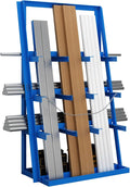 Vertical Bar Rack, 3000 LB Capacity Heavy-Duty Steel Lumber Storage, 39" W x 24" D x 84" H Pipe Organizer Rack with Safety Chain, Wall-Mounted for Garage Workshop