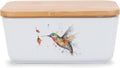 Nat & Jules Dean Crouser Ceramic Stoneware 1/2 Pound 2 Sticks Butter Dish Airtight Bamboo Lid Kitchen Accessory, Container Holder, Refrigerator Storage, Countertop Organization, Watercolor Hummingbird
