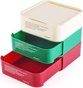 3-Pack Stackable Drawer Desktop Organizer, Multifunctional Plastic Storage Box, Suitable for Storing Office Supplies, Cosmetics, Crafts, and for Desk & Countertop Organization (Red,Green,White)