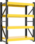4000LBS Garage Storage Shelves, 47" W Garage Shelving Heavy Duty Adjustable Shelving Unit, 4 Tier Metal Utitly Shelves Industrial Shelving for Warehouses,Basement,Black Yellow