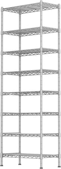 GIOTORENT 8-Wire Garage Shelving Storage Shelves, Kitchen Storage Adjustable Shelf, Metal Shelves 1600Lbs Capacity 24" W x 14" D x 72.2" H for Laundry Bathroom Pantry Closet, Silver
