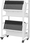32 Device Mobile Charging Cart Universal Open Charging Station for Chromebooks Laptops Tablets with Secure Storage Rack and Smooth Rolling Wheels