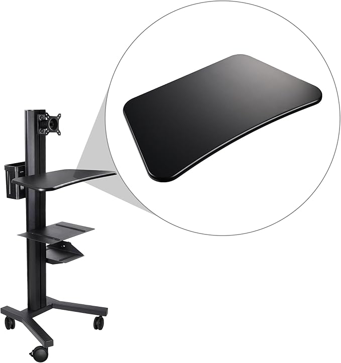 Yescom Sliding Desktop Keyboard Tray for PC Mobile Cart Medical Trolley Cart Office Black