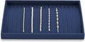Microfiber Jewelry Trays 16 Slots Necklace Tray Necklace Bracelet Display Tray Jewelry Drawer Organizer Tray Necklace Holder for Necklace,Bracelets,Watch Storage(Blue)