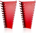 ALOANES 26-Slot Metal Wrench Organizer, Heavy Duty Wrench Organizer Tray for Tool Box, Professional Fit SAE & Metric Wrench Storage, 2 Pack Wrench Holders(Red)