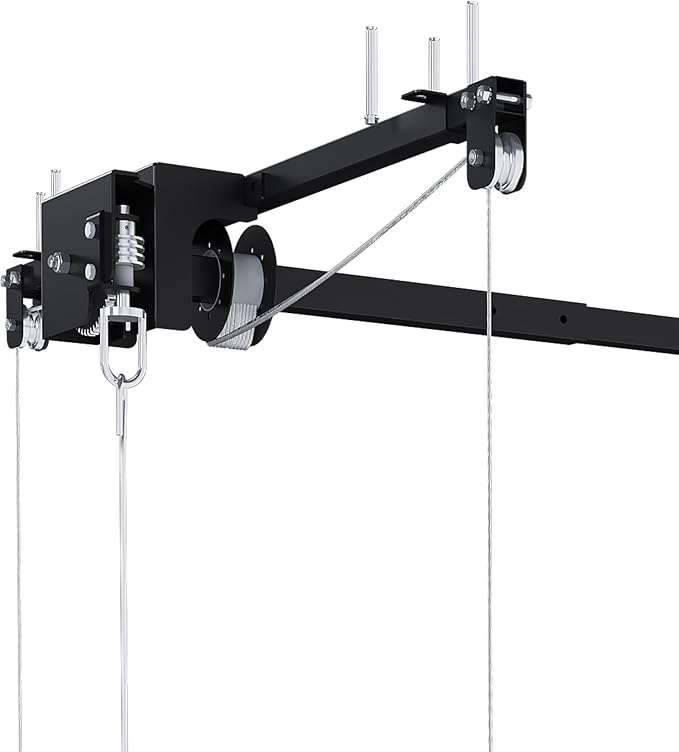 Montary 4x4 FT Overhead Garage Storage Rack for 10-12 FT Ceiling, Adjustable Ceiling Storage Rack with Safety Lock, 250LBS Capacity All-Steel Construction Heavy-Duty Garage Lifting Organizer