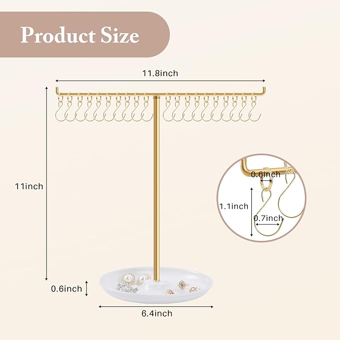 OAOLEER Bracelet Holder Display, Gold Jewelry Holder with 20 Movable Hooks Bracelet Stand Organizer, Jewelry Display Stand for Necklaces Bangles