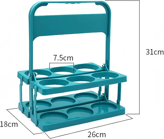Foldable Beer Carrier 2/4/6 Pack, Heavy-Duty Plastic Drink Caddy, Portable Beverage Tote with Handle,cup carriers (green, 6 cups)
