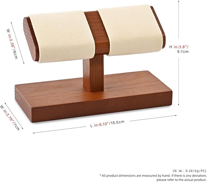 Oirlv Solid Wood Double Watch Display Stand Watch Bracelet Organizer(Creamy-white)