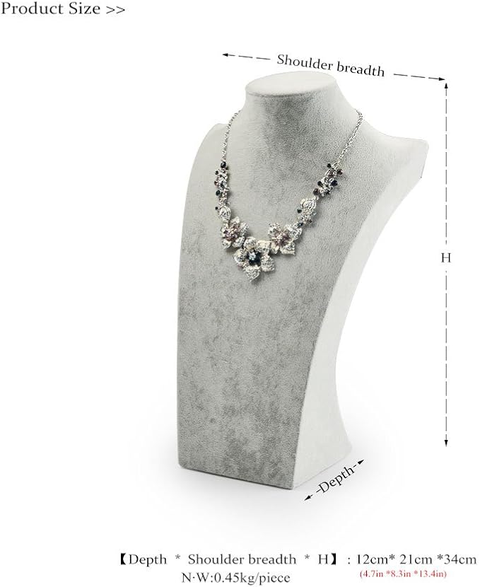 Oirlv Velvet 3-Dimensional Jewelry Stand Necklace Pendant Chain Jewelry Bust Display Holder (H13.39)