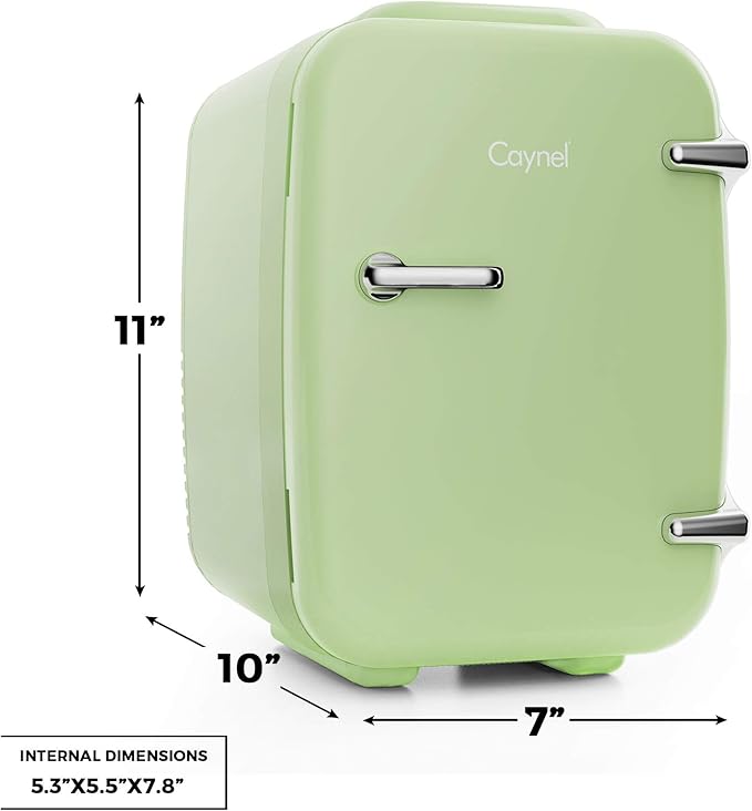 CAYNEL Mini Fridge Portable Thermoelectric 4 Liter Cooler and Warmer for Skincare, Eco Friendly Beauty Fridge For Foods,Medications, Cosmetics, Breast Milk, Medications Home and Travel