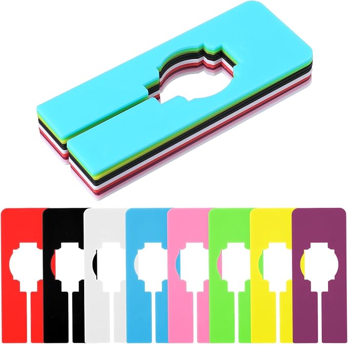 8PCS Clothing Rack Dividers, 8 Colors Plastic Organizer Rack Size Dividers for Hanging Clothes, Rectangular Reusable Closet Shelf Labels & Separators
