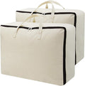 AMJ Set of 2, Storage Bags with 3-Side Zip Open & Handles, House Move or Winter Garment Storage in Wardrobe, Beige