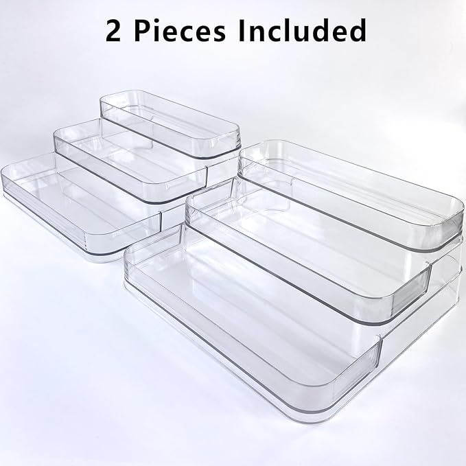 Perfume Organizer - 2 Pack Three-Tiered Shelf - Perfume Lotion Skincare Stand, Spice Vitamins Medicine Bottles Holder,Sturdy Clear Rack for Kitchen Bathroom Countertop Cabinet Storage