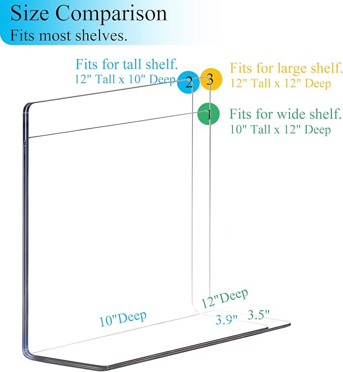 Shelf Dividers for Closet Organization: Acrylic Shelf Dividers for Clothes Sweater Purse - Clear Closet Organizers and Storage Separators for Shelves, 12Pack
