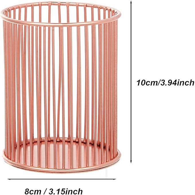 Metal Pen Holder Cup for Desk Makeup Brushes Pencil Holders Home Office Organizer Rose Gold