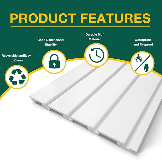 Yuzzy Slat Wall Paneling 2 x 4ft, Garage Slatwall Panel Wall Storage Systems, Heavy Duty PVC Garage Wall Organization (White)