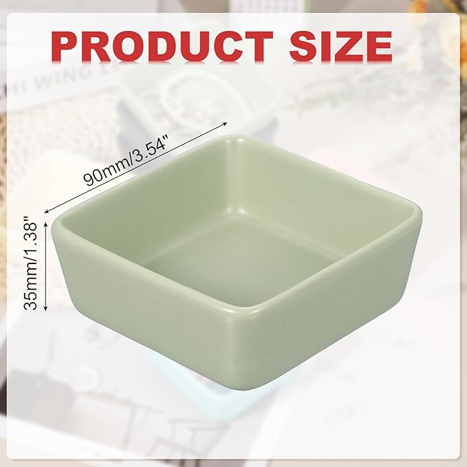 PATIKIL Square Paper Clip Holders, Ceramic Bowl Dish Clip Dispenser Organizer Desk Organizer Accessories for Office Desktop Decor Bobby Pin Binder Paper Clamp, Matcha Green
