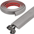 HARFINGTON 6ft Cord Cover Floor W0.6 x H0.33 Inner Channel PVC Hide Extension Cable Floor Wire Hider Wire Covers Protector for Prevent Cable Trips Cables Management, Wood Grey