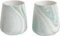 2Pcs Toothbrush Holder for Bathroom - Marble Green Ceramic Tooth Brushing Holders Set, Toothbrush Cup & Toothpaste Organizer for Bathroom Countertop, Makeup Brush Holder, Pen Holder for Home Storage
