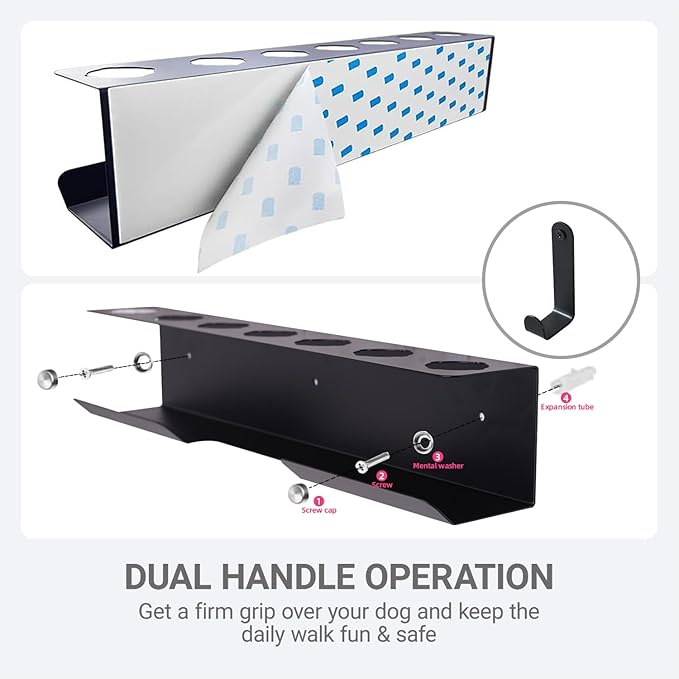 Curling Iron Holder, Flat Iron Holder Wall Mount, Stainless Steel Hair Tool Organizer Compatible with Dyson, Self-Adhesive Flat Iron Holdert for Bathroom,Black BANJEKT