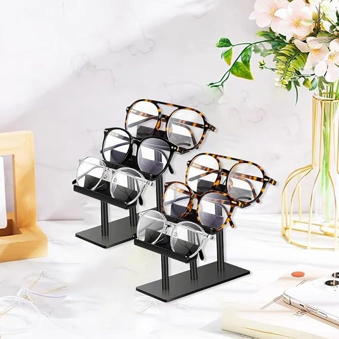 Set Of Two 3 Tier Acrylic Sunglasses Display Stands For Organized And Accessible Eyewear Storage Solutions(white)