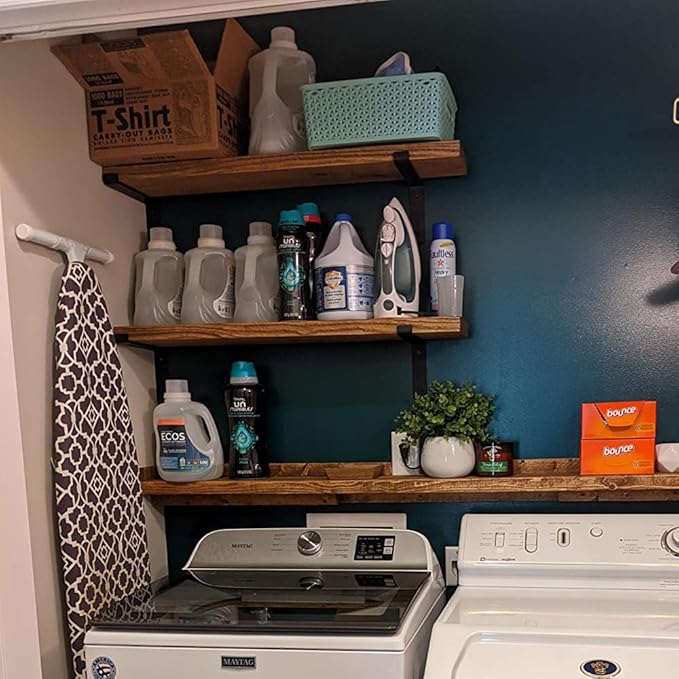 Ironing Board Hanger Wall Mount Ironing Board Holder Organizer Wall Rack for Laundry Rooms Storage Rack Hanging Shelf Hanger (Black with EVA pad)
