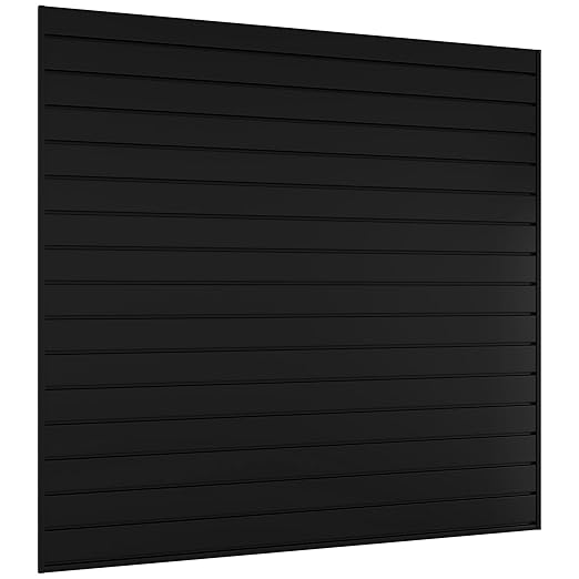 Slatwall Panel 4 FT x 4 FT, Interlocking Slat Wall Paneling, Wall Mounted PVC Wallpanel, Suitable for Garage Storage and Organizer, Slatwall Board, Shelves - Black