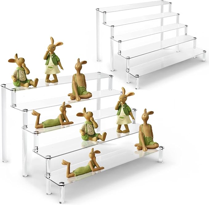 ULENDIS 2 Pack 5 Tier Acrylic Display Risers Stand Shelf, Acrylic Dessert Stands for Display for Collectibles Cupcakes Perfumes Jewel, Tabletop Perfume Cupcake Stand for Decorating & Organizing…