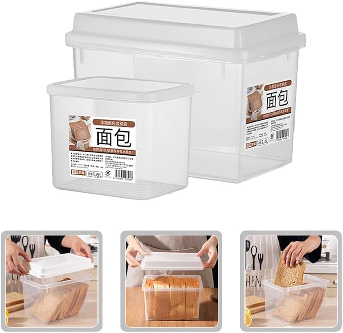 BESPORTBLE 2pcs Transparent Bread Storage Box with Lid for Kitchen Countertop Household Bread Bin Organizer Cheese Snacks Pantry and Bakery Use