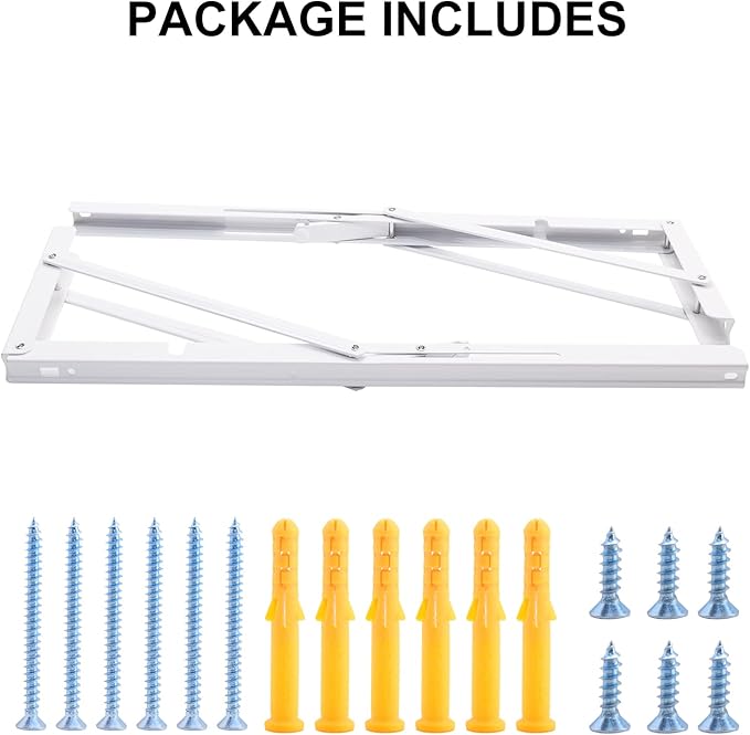 YUMORE White Folding Shelf Brackets, 20 Inch Heavy Duty L Bracket, DIY Collapsible Shelf Bracket for Workbench Folding Table Hinge, Max Load: 330lb, 2 Pack