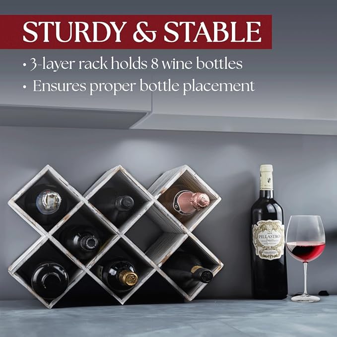 Penitent Man Wooden Wine Rack - Rustic Farmhouse Wine Racks Countertop Storage and Bottle Rack for Wine Storage